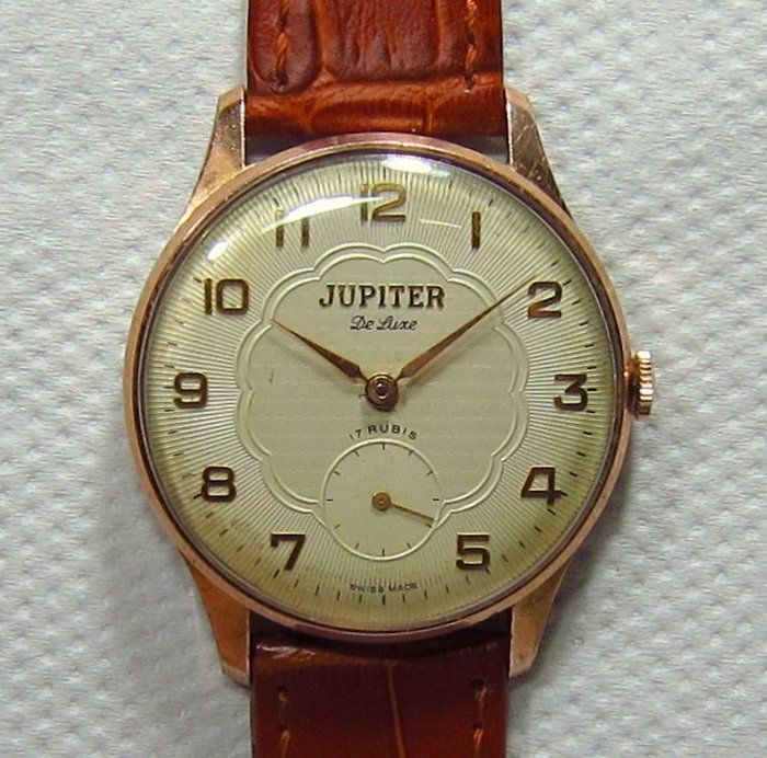 Jupiter De Luxe Swiss Made Manual Winding Mens Watch Vintage 1960s