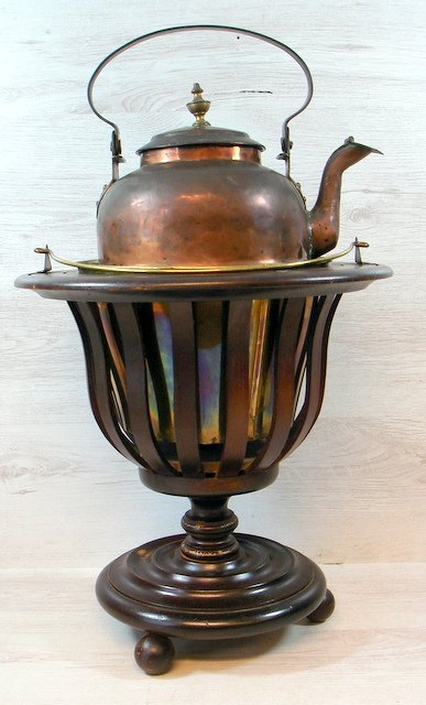 Antique tea stove with matching copper kettle, Netherlands, 2nd half of 19th century