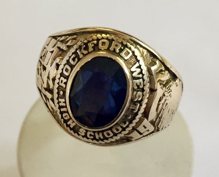Gold college ring, USA, Rockford West High School
