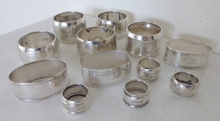 6 or 8 Sets of 4 Silver Ring Napkin Rings