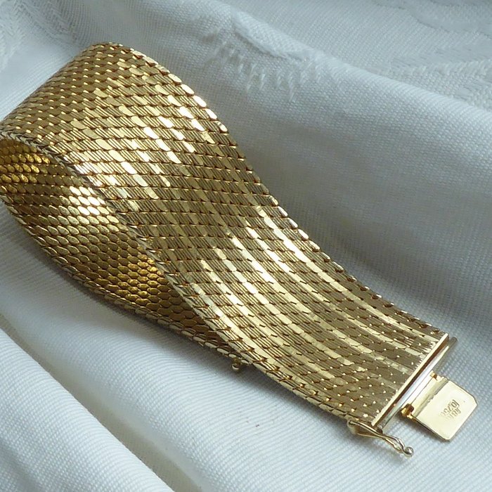 Reageren Afleiding lancering Brede 18K 0750 goud vergulde dames armband - Catawiki