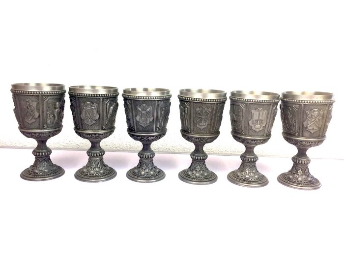 Complete pewter collection of David Cornell "The Crafts Guilds Goblet Collection"-Franklin Mint
