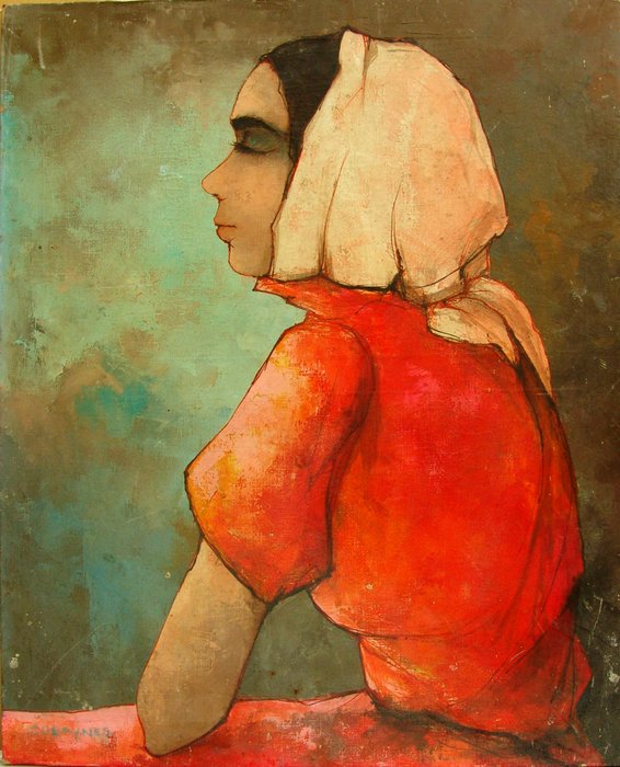 Jean-Claude Cubaynes (1944-) - La femme au foulard