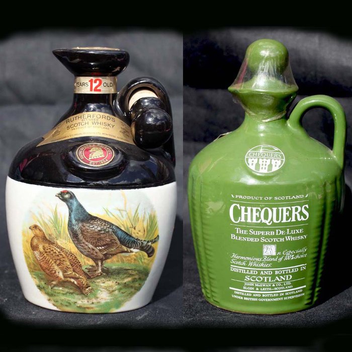 2 decanters - Rutherford's & Chequers (John McEwan) - 12 Years
