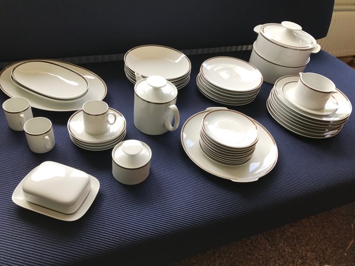 Thomas Germany - white tableware set with a brown trim - 30+ pieces