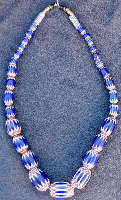Late 19th century - Antique necklace made of glass beads known as 'chevron beads of Venice'