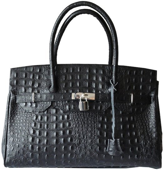 Vera Pelle leather black croc shoulder bag - Catawiki