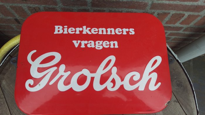 Grolsch beer enamel advertising board - ca 1950/60