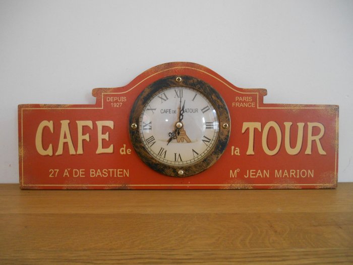 Wooden promotional clock from ‘Café de la Tour’ - 2nd half of the 20th century