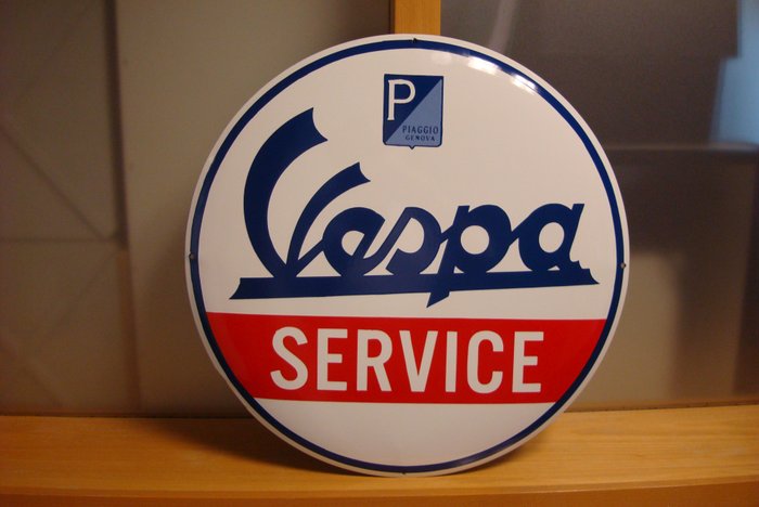 Piaggio - Vespa - very large!  Piaggio - Vespa - rare enamel sign Vespa SERVICE - heavy sign AMAZING EDITION!