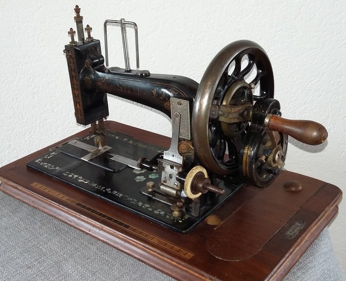 Very old Stella sewing machine with mother of pearl inlay, Dresden-Germany, approximately 1865