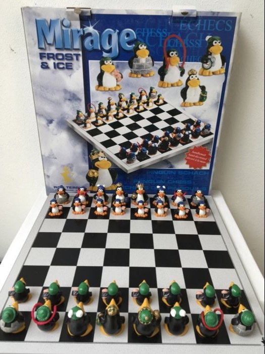 Original Penguin Chess sæt lavet af sten, håndlavet, tung kvalitet - Sten (mineralsten)