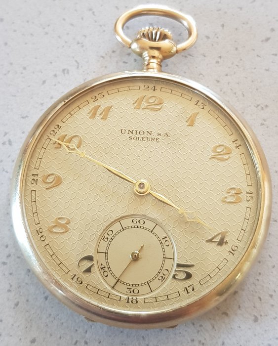 Union S.A. Soleure - gold pocket watch - around 1920