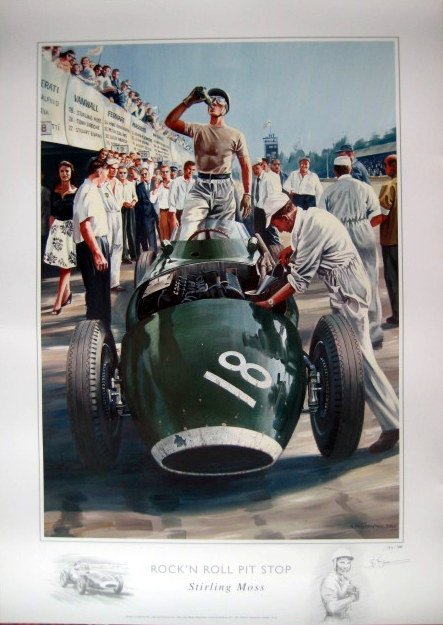 Image 2 of Picture/artwork - Limited Edition - Vanwall #18/Stirling Moss - Italian Grand Prix (Monza) 1957