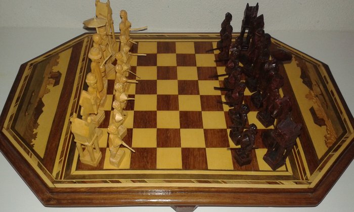 Malagasy carved wooden chess set