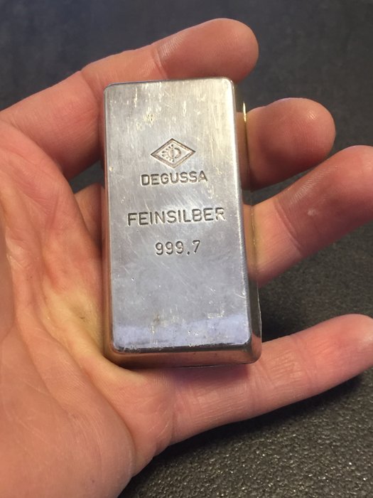 Germany - Degussa - 250 g of 999 silver/silver bar - historical old bar - coffin shape