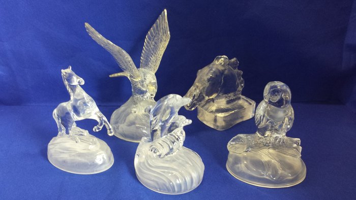 5 Cristal d'Arques animal statues.