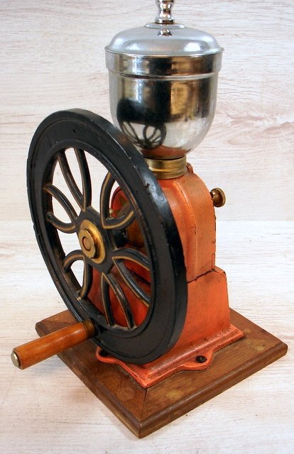 Antique original Spanish Elma style cast iron coffee grinder - mid-20th century