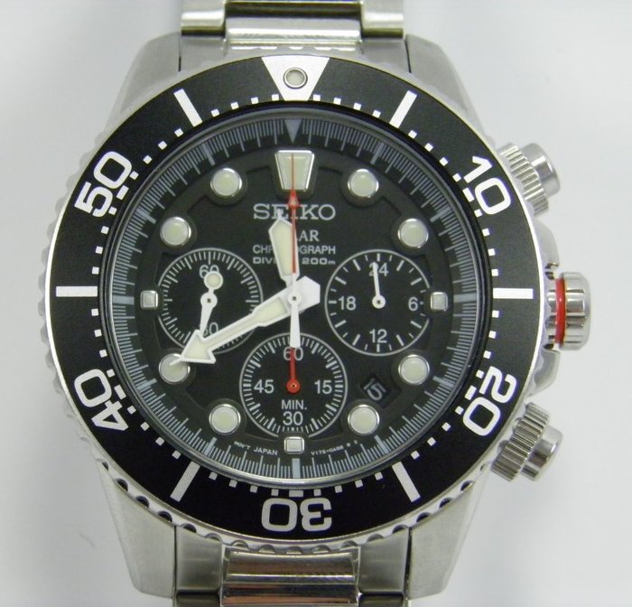 Seiko Solar Chronograph Divers V175-0AD0 – Mens Wrist watch - Catawiki