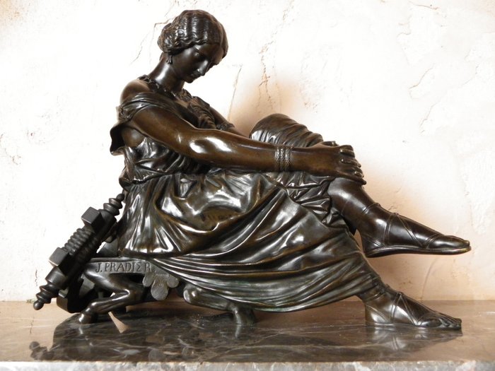 Jean-Jacques said James Pradier (1790-1852) - “Sapho assise” - bronze - France - 19th century