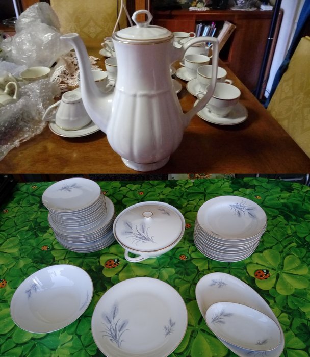 Porcelain plates set extra Trilling for 10 plus coffee service for 12