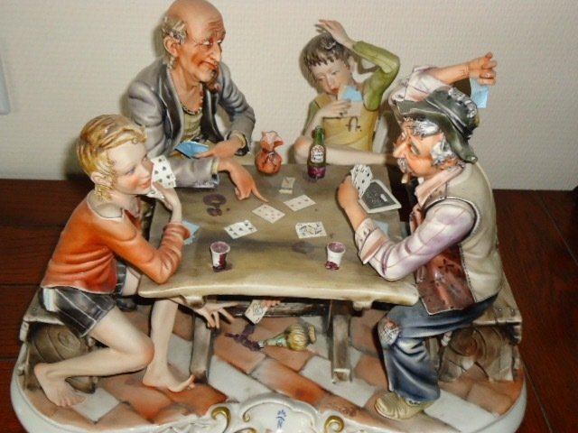 Capodimonte beeld - vier kaartspelers