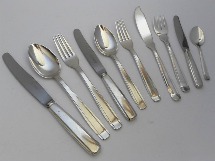 Gero Georg Nilsson - silver-plated cutlery for 6 persons + serving cutlery - 75 piece model Nordique Art Deco style