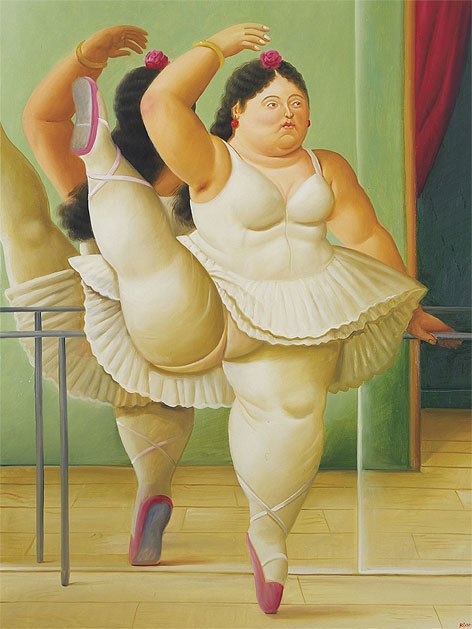 Fernando Botero -  Flori von 1988,  Ballerina to the Handrail, Dancers