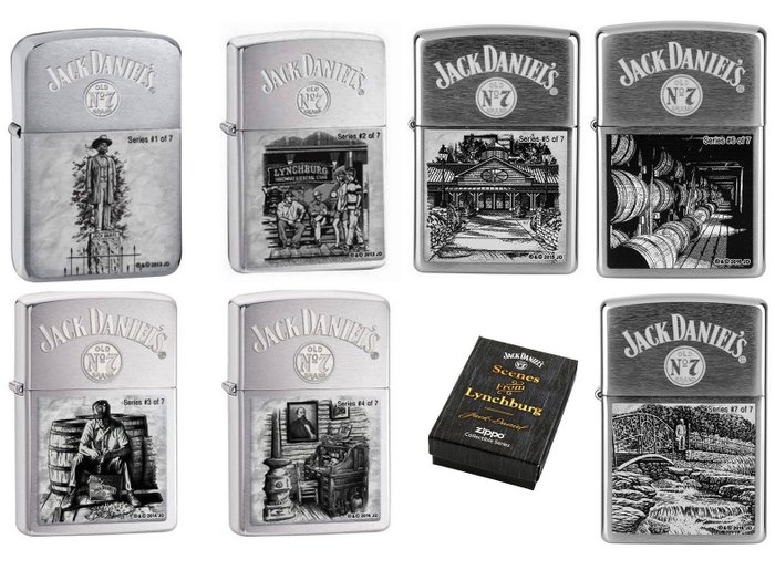 The Full Collection - Zippo Jack Daniel's 1 - 7 Limited Edition 4777 pieces worldwide- Scenes from Lynchburg ** NEW in BOX **
