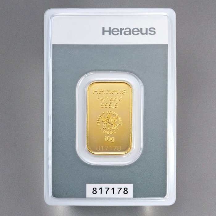 10 gram - Gull .999 - Heraeus - Forseglet og med sertifikat