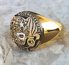Foreign Legion Leopard 3 Rei Aguerrissement Jungle French Army Flame Hypoallergenic 316L surgical steel 24kt Gold Plated