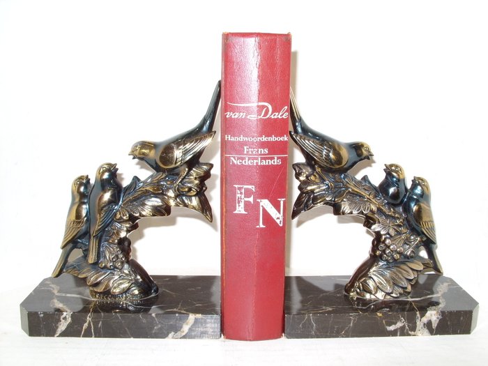 Frecourt Gallot-ed - Two Art Deco bookends - Regule and marble