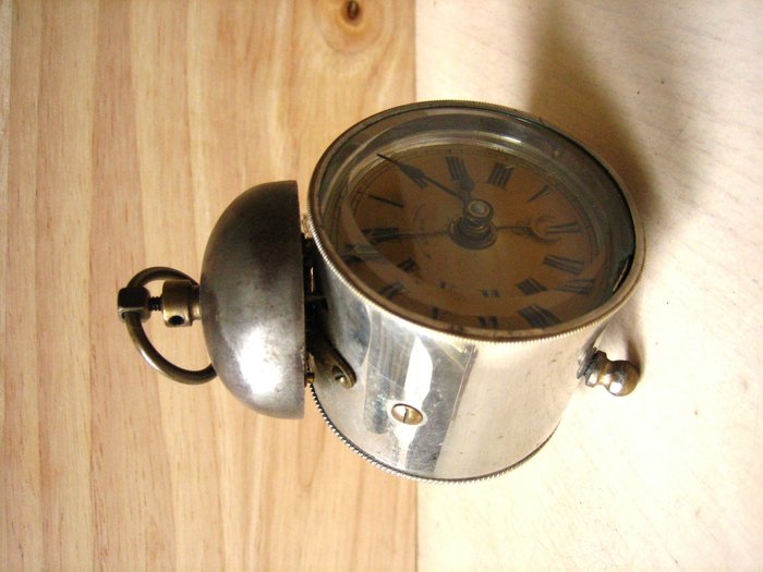 Antique travel alarm clock patented in 1878-1884 Made in the USA - unusual bell and winding system