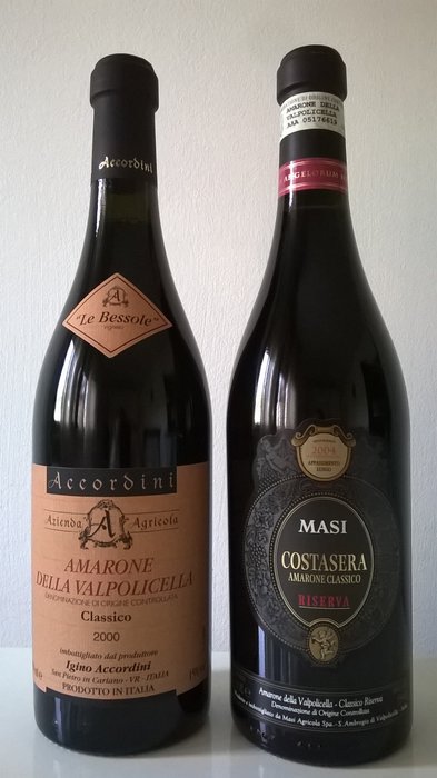 2000 Amarone della Valpolicella Classico 'Vigneto Le Bessole', Igino Accordini & 2004 Amarone della Valpolicella Classico Riserva 'Costasera', Masi - 2 bottles in total