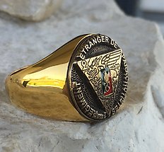 23 Grams massive French Foreign Legion Etrangere 2nd Rep Parachute Ring Hypoallergenic Surgical Steel 316L + 24kt Gold Plated