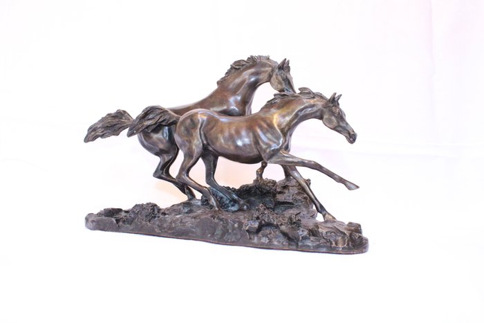 Lanford Monroe "Morning on the  Plains" Bronze Horse Sculpture