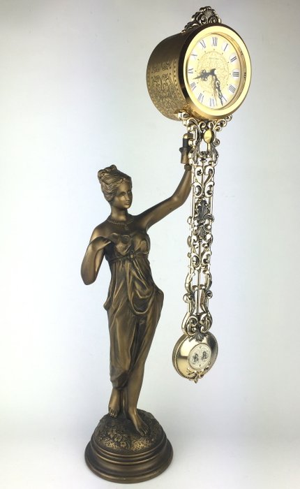 Pendant golden table clock - Art Nouveau style