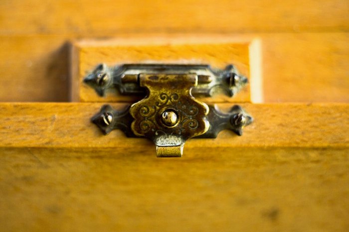 Antique Wooden Roller Shutter Storage Filing Cabinet By Mampel