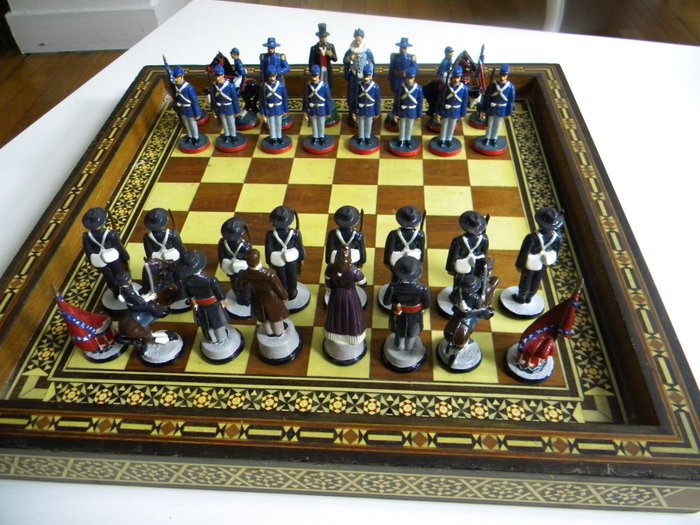Handcrafted pewter chess set "the civil war"