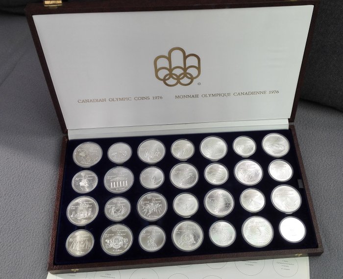 Canada - 5 and 10 Dollars 1973/1976 'Montreal Olympics' (28 coins) in set - silver