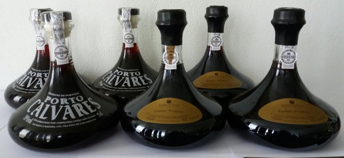Collection of 6 Porto decanters | 3x Porto Barão de Vilar Tawny + 3x Porto Calvares Tawny
