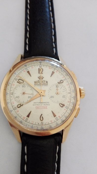 Walker 'Extra' men's gold chronometer wristwatch, from the 1950s.