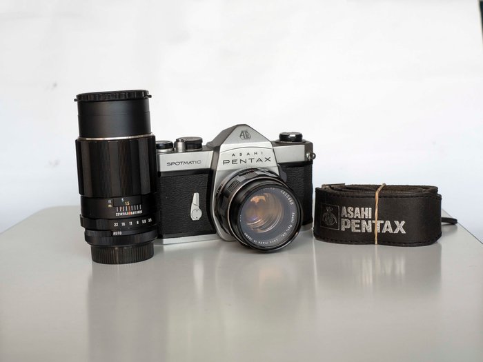 Asahi Pentax spotmatic with lens Super takumar 55mm 1.8 and lens Asahi