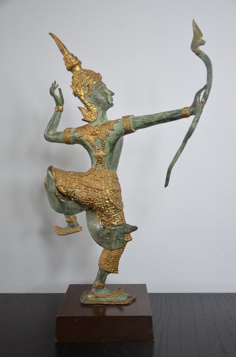Gold plated bronze Rama archer – Thailand – Second half of the 20th century