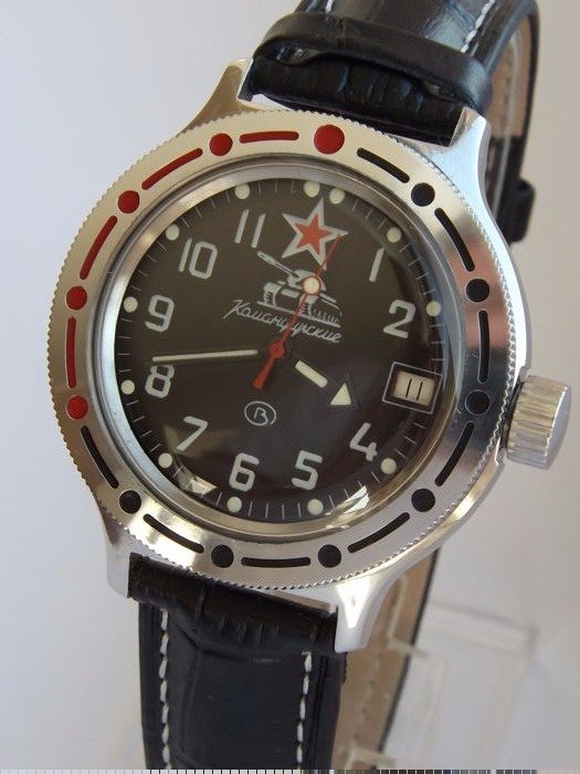 Vostok Komandirskie Amphibia divers watch 2416B mens wrist watch made by Chistopol watch factory in early 90s Vintage Russian watch