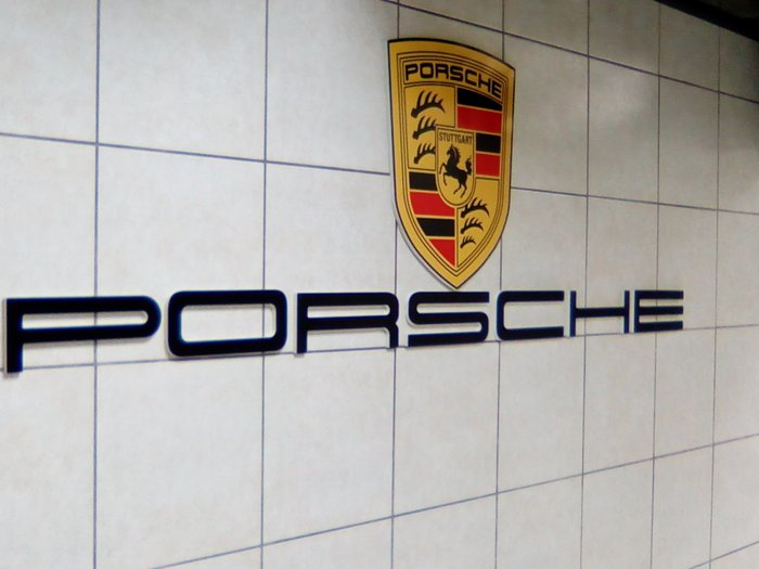 Porsche - Sign with coat of arms and PVC letters  - around 2000