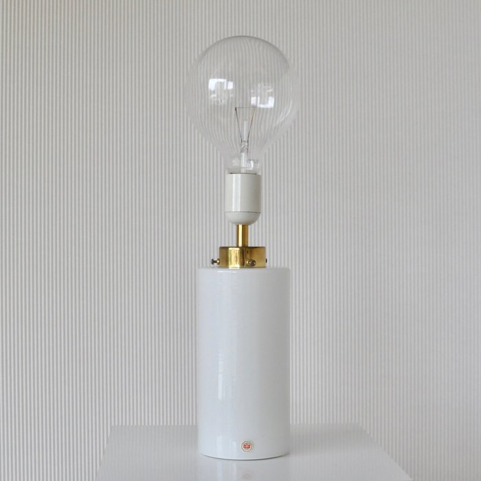 Odreco Dansk Glas Design - Wit glazen met messing tafellamp