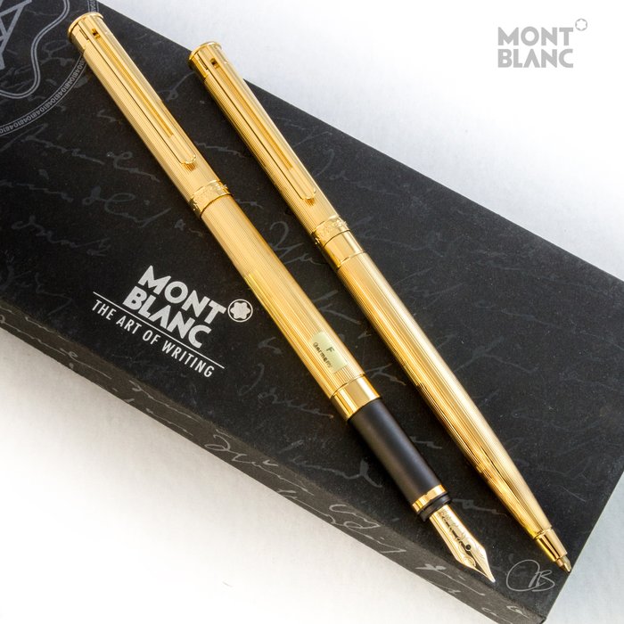 Montblanc Noblesse Gold-Plated "Gódron" Fountain and Ballpoint Pen | RARE