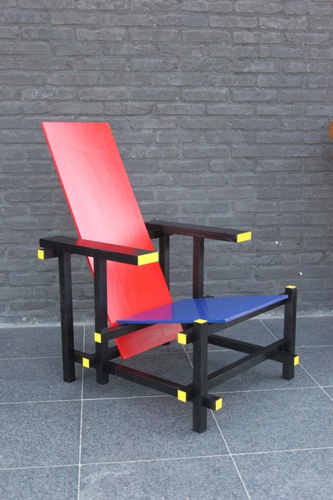 Evolueren Baars Kelder Gerrit Rietveld voor Cassina - rood blauwe stoel - Catawiki