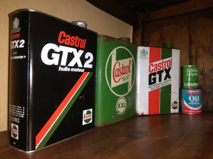 Cans of CASTROL GTX - GTX2 - XXL and 2 small cans 2T. UK and USA